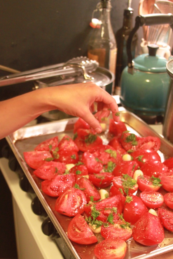 Tomatoes with Garlic and Basil and Rosemary